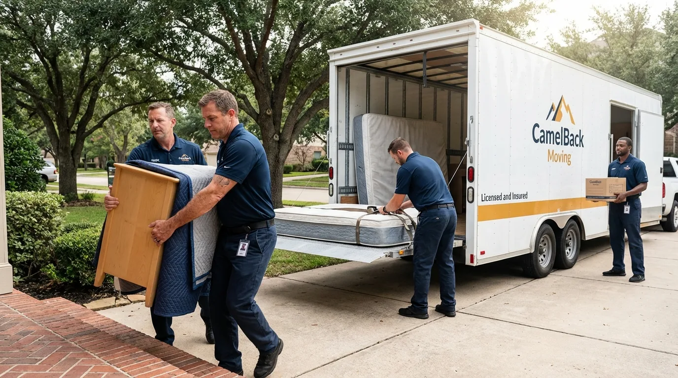 Crew loading residential truck for cross-state move from Louisville, TN