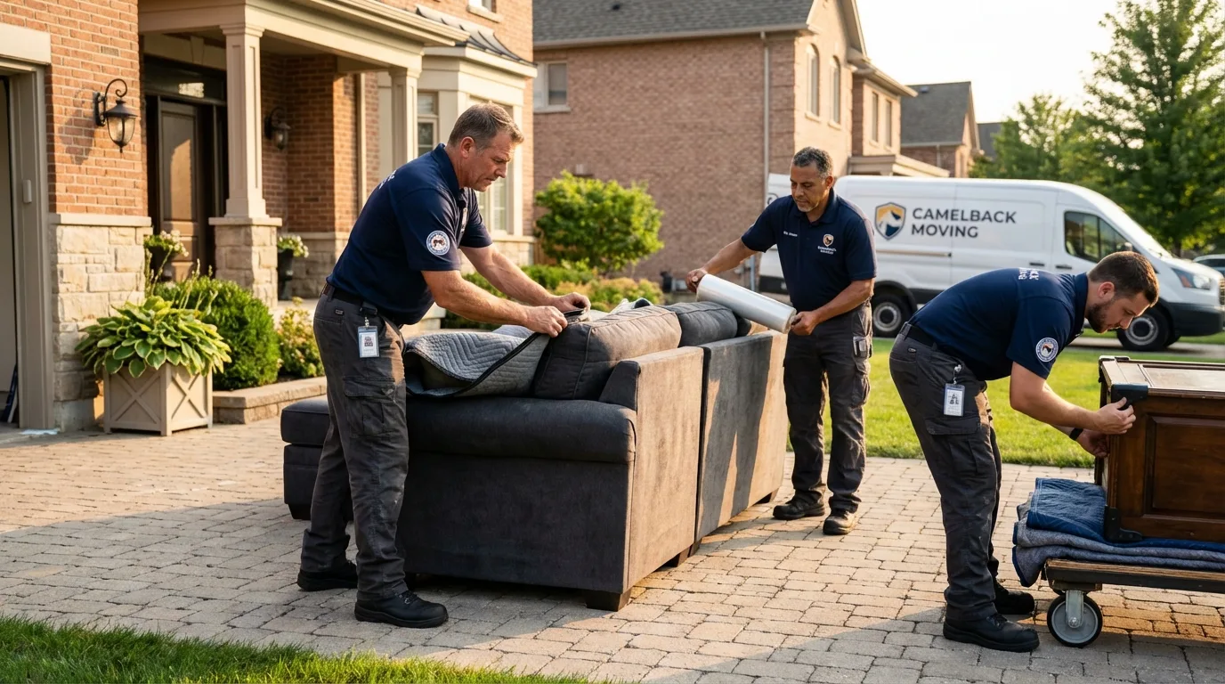 Large estate moving crew wrapping furniture in Louisville, TN
